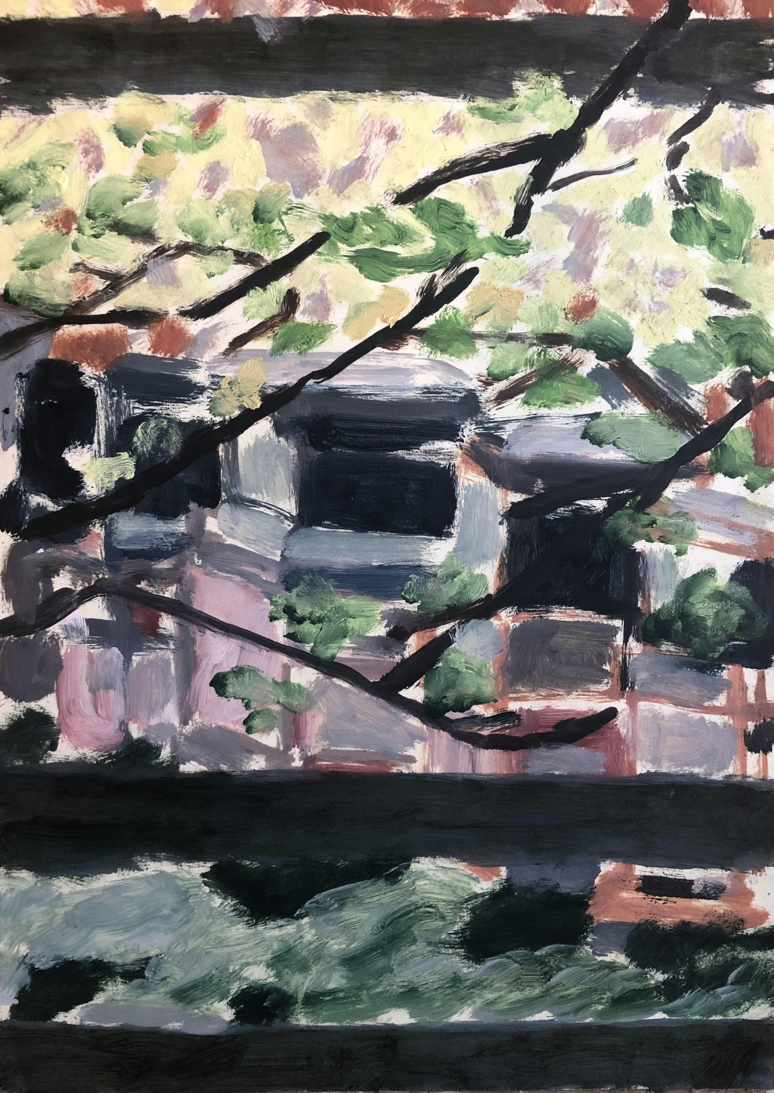 Study for Beehives, 2021. Oil on paper 21 x 29.5cm