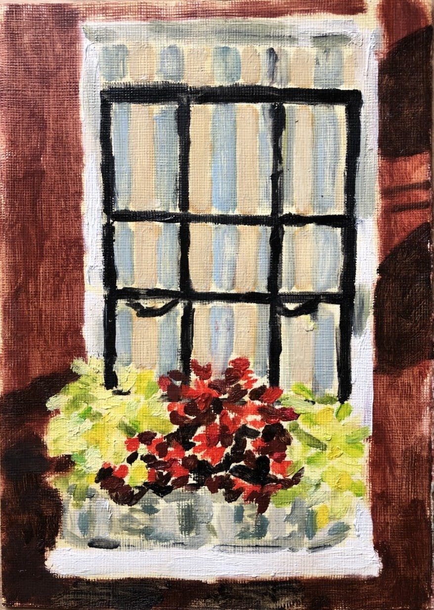 Window in Rye, 2021. Oil on primed paper, 15.5 x 21cm