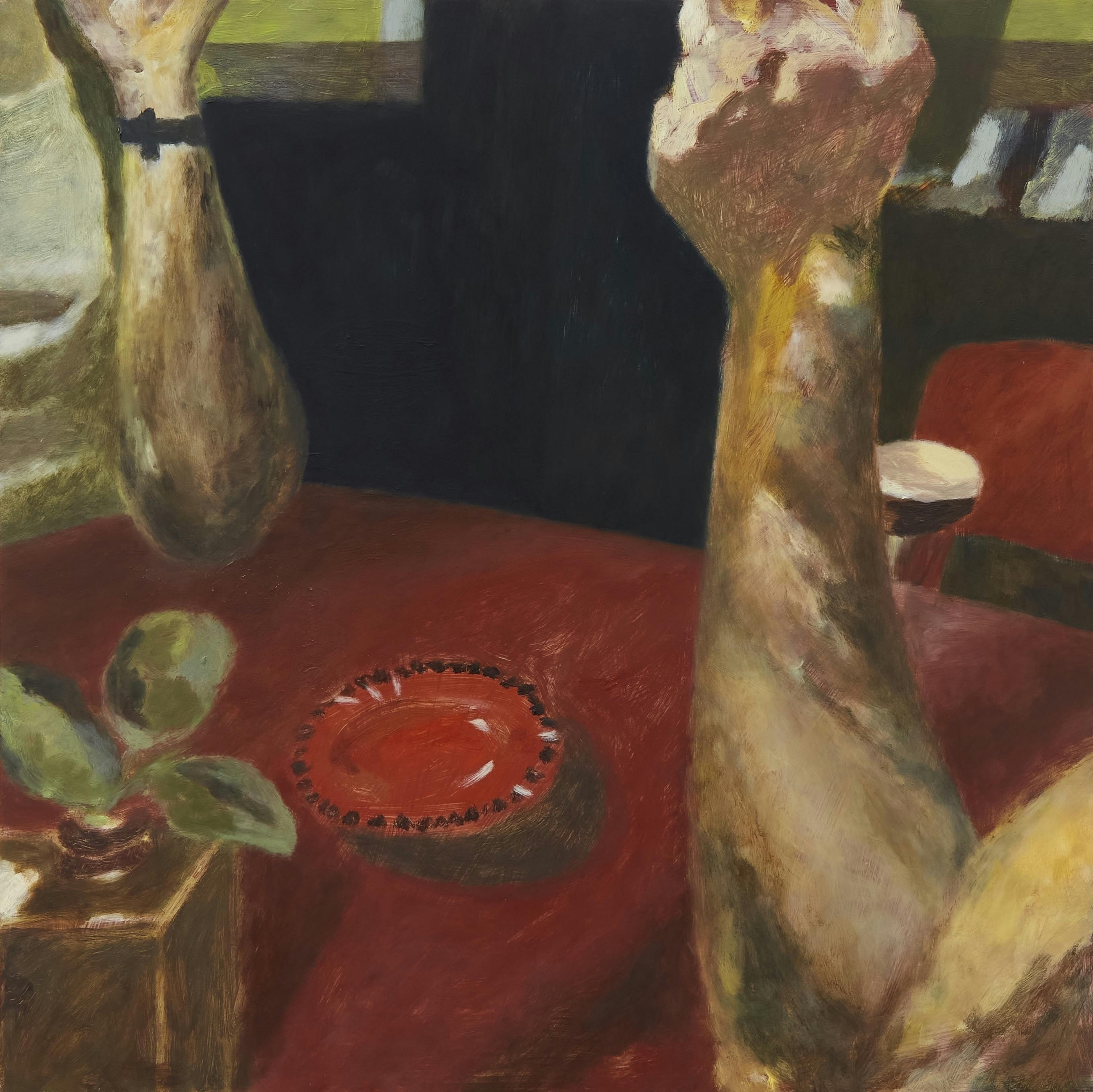 Their Meeting, 2021. Oil on aluminium, 40.5 x 40.5cm