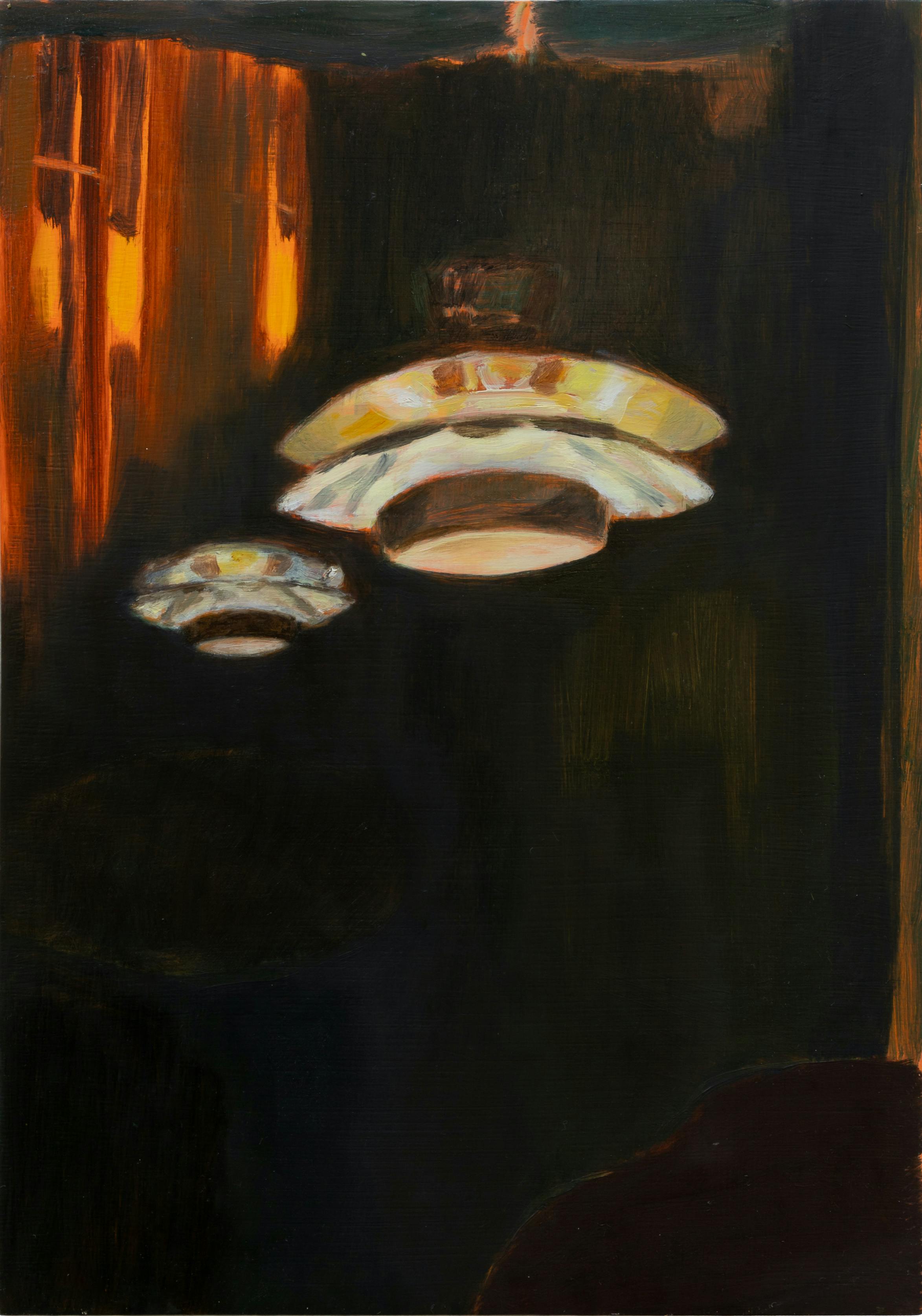 Two Lamps, 2020. Oil on board, 20 x 27.5cm