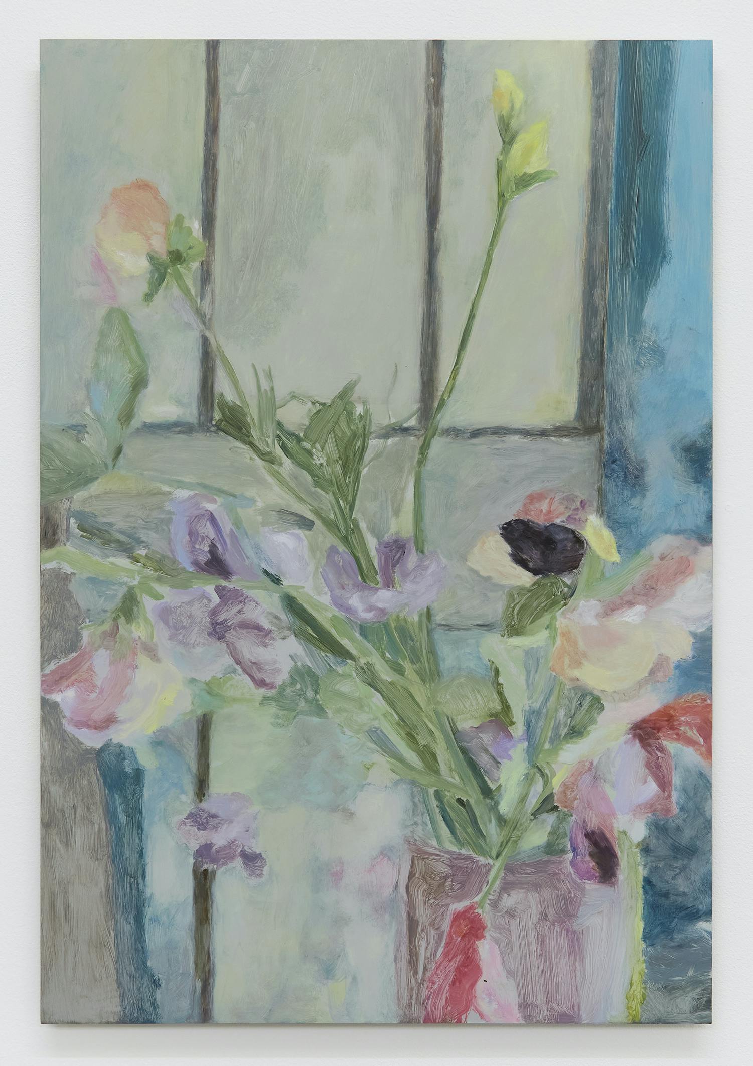 Sweet Peas, 2024. Oil on aluminium, 34 x 49cm