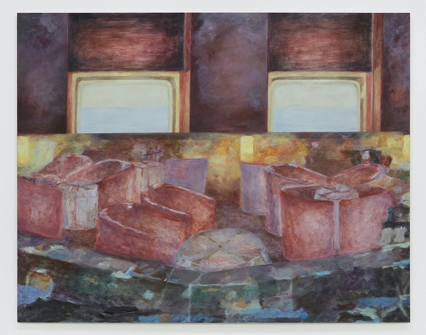 Deck Lounge, 2024. Oil on aluminium, 78 x 99.5cm