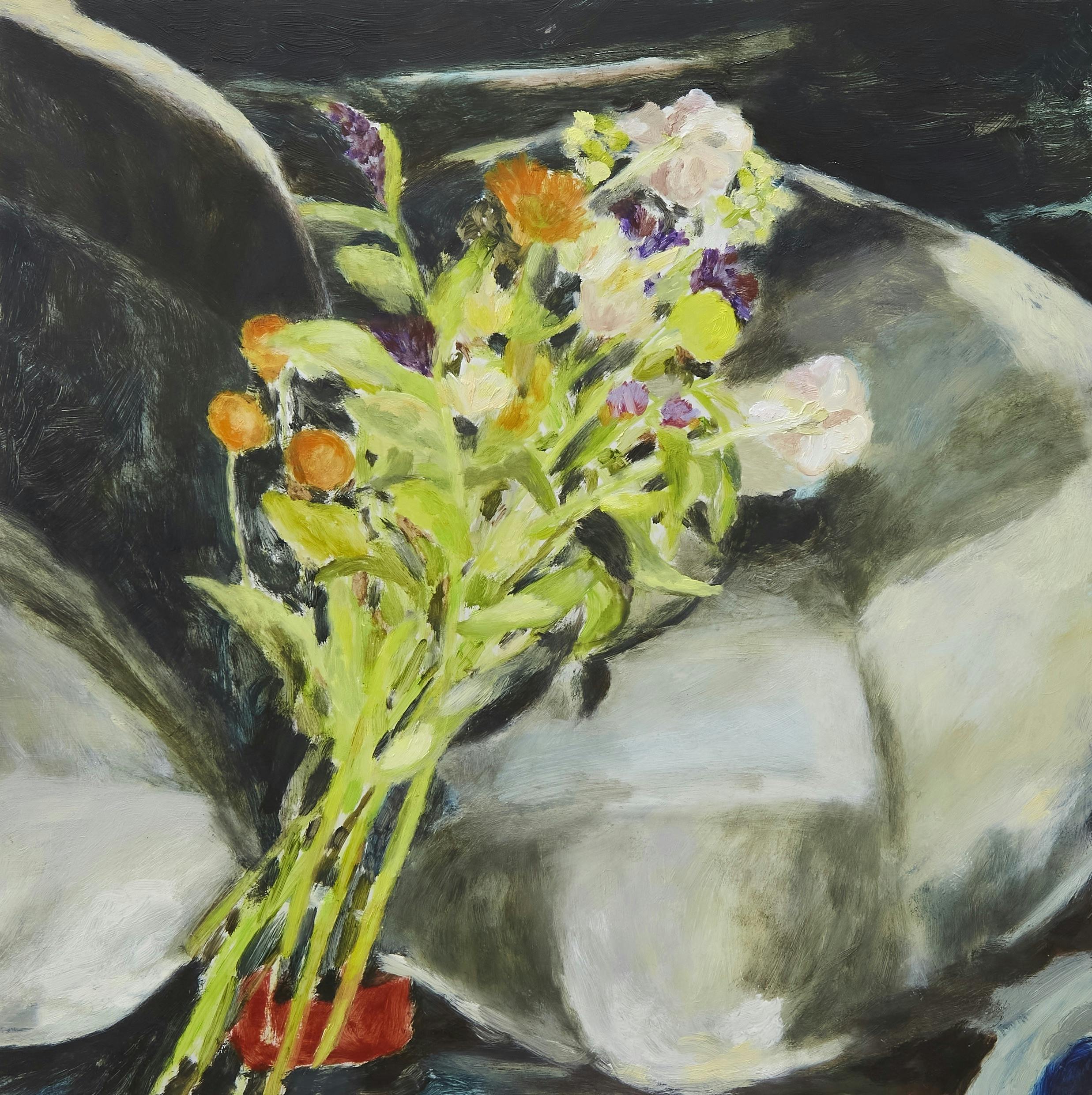 Garden Flowers, 2021. Oil on aluminium, 30 x 30cm