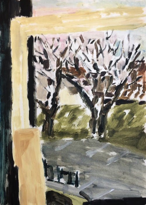View from the Studio, 2021. Oil on paper, 21.5 x 30cm